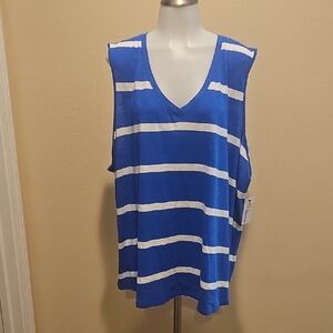 🍉Sonoma Blue and White Striped V-Neck Tank Top